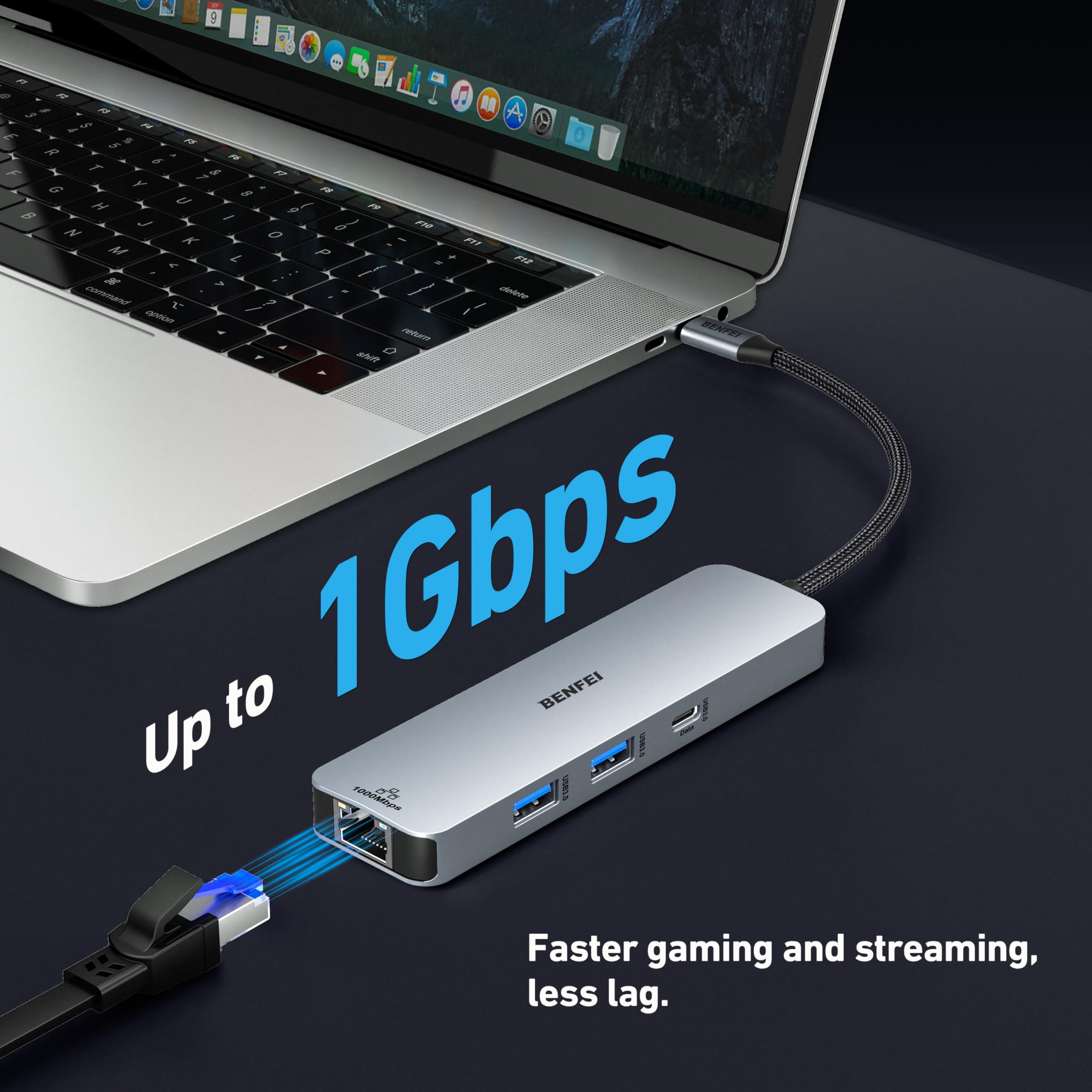 Amazon | BENFEI USB C ハブ 6-in-1 HDMI (4K@60Hz)、USB-A x 2、USB-C